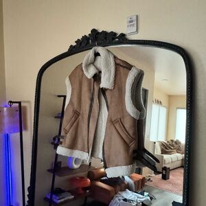 Brown and Cream Shearling Vest